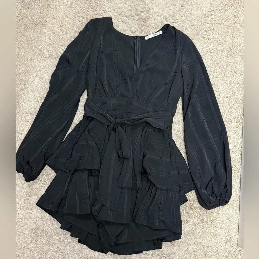 Saints + Secrets Black Ruffle Romper in EUC size XS